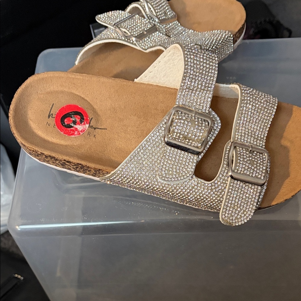Nicole Miller Silver Rhinestone Sandals